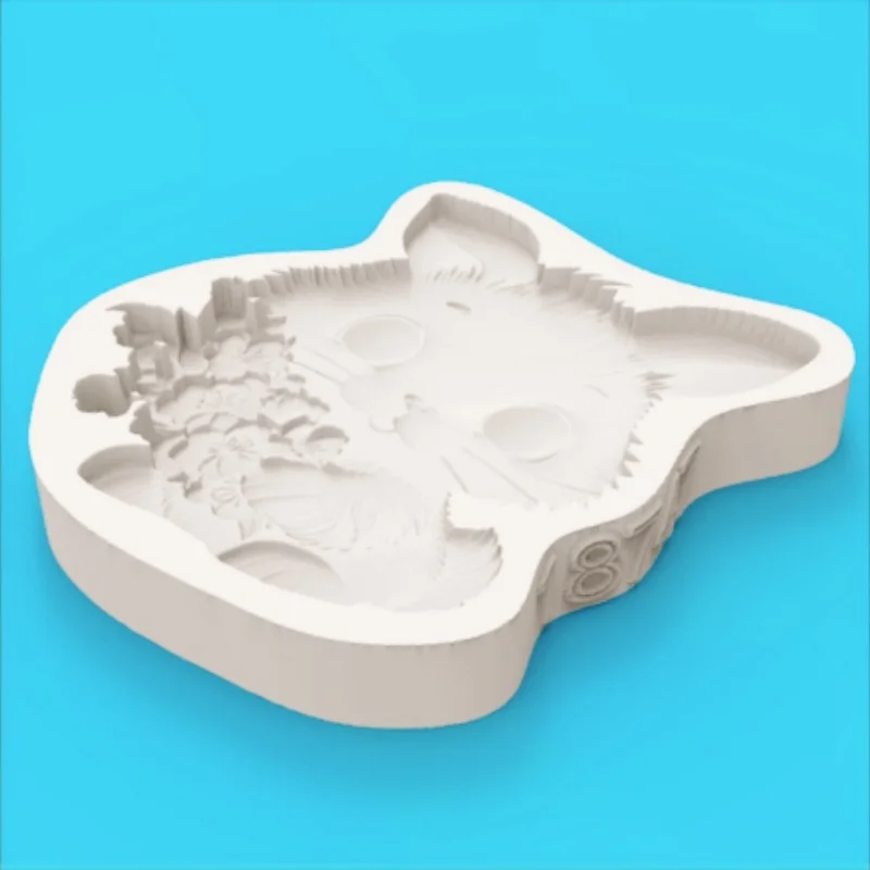Silicone Mold with a Serene Atmosphere, Featuring a Smiling Rabbit and Cherry Blossoms, for Easter Desserts and Chocolate Fondant Making - view 5