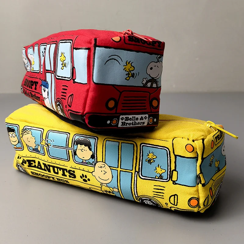 Bolsa de lápices Snoopy, modelo de autobús, estilo creativo, estuche de lápices para estudiantes y niños, estampado de Anime Kawaii, papelería de gran capacidad, regalo de bolsillo