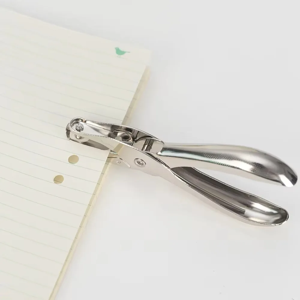Single Hole Punch, 5 Sheet Capacity Chrome Plated Paper Puncher, Durable Hand Hole Punch for Office Home Document Organizing