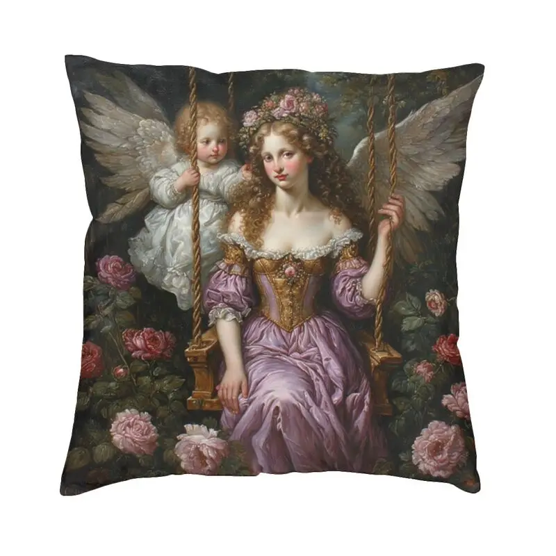 Victorian Angel And Flowers Cushion Covers Sofa Living Room Square Throw Pillow Case 45x45