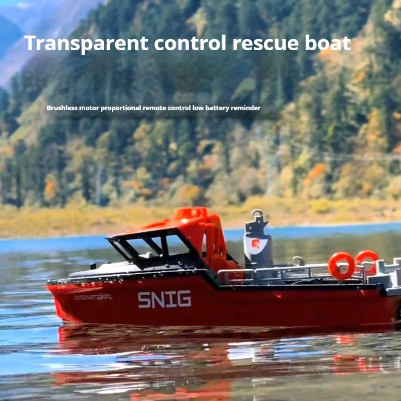 SNIG Rc Rescue Boat High Speed Brushless Electric Remote Control Simulation Tug Model 50M Control Distance Water Pool Toy 2026