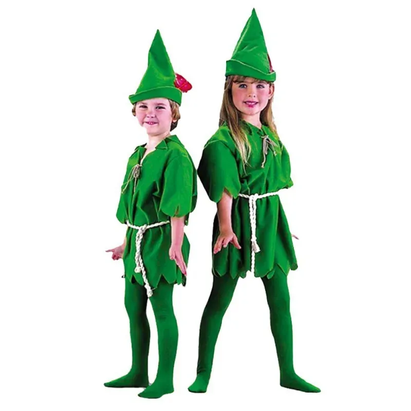 Green Elf Robin Hood Cosplay Halloween Party Performance Costume for Kids from Cartoon Movie X;2,F;5.N