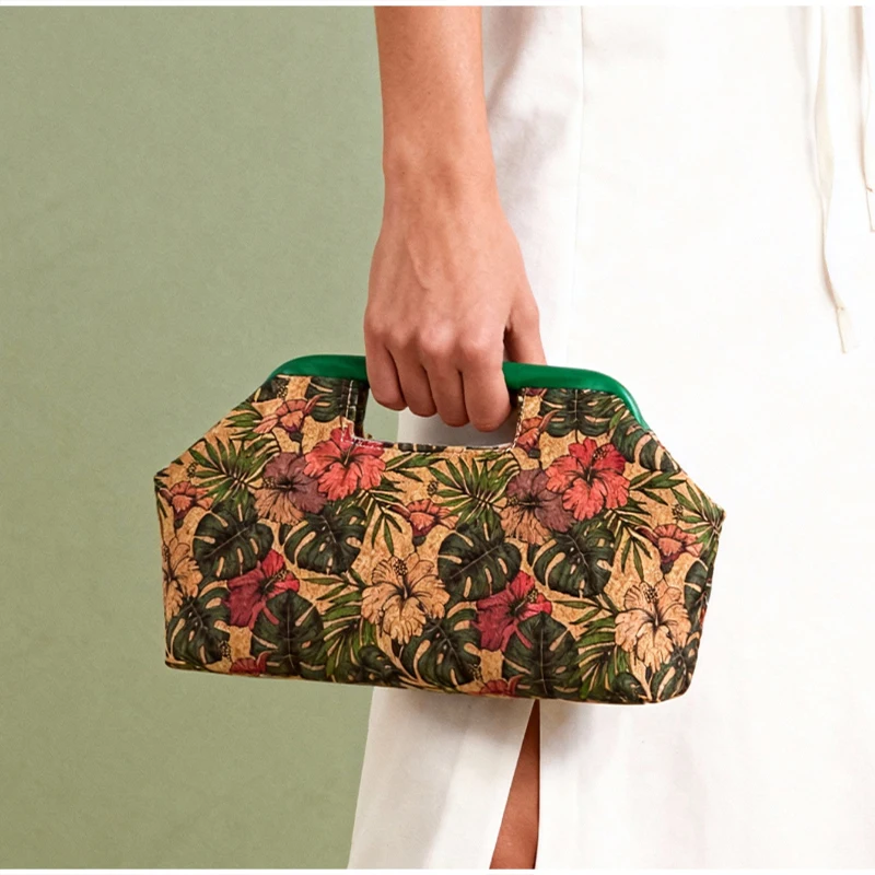 Handtasche mit Obergriff, Clutch aus gewebtem Stroh, Hobo-Tasche in Ahornblatt-Farbblock-Design, Damen-Sommermode-Abendtasche mit Farbkontrast – Detail 9