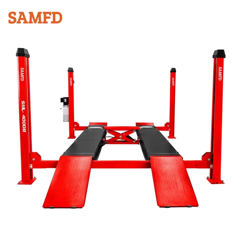 SAMFD 4 Post Car Lift Bridge 220v Car Alignment Lift Vehicle Equipment Hydraulic Four Post Car Lift