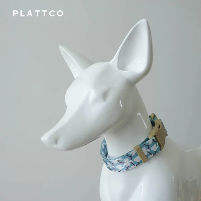 PLATTCO  Adjustable Dog Collar Personalized Name Engraved Nylon Small Medium Large Dogs Cold Gardenia 5 sizes PDC345