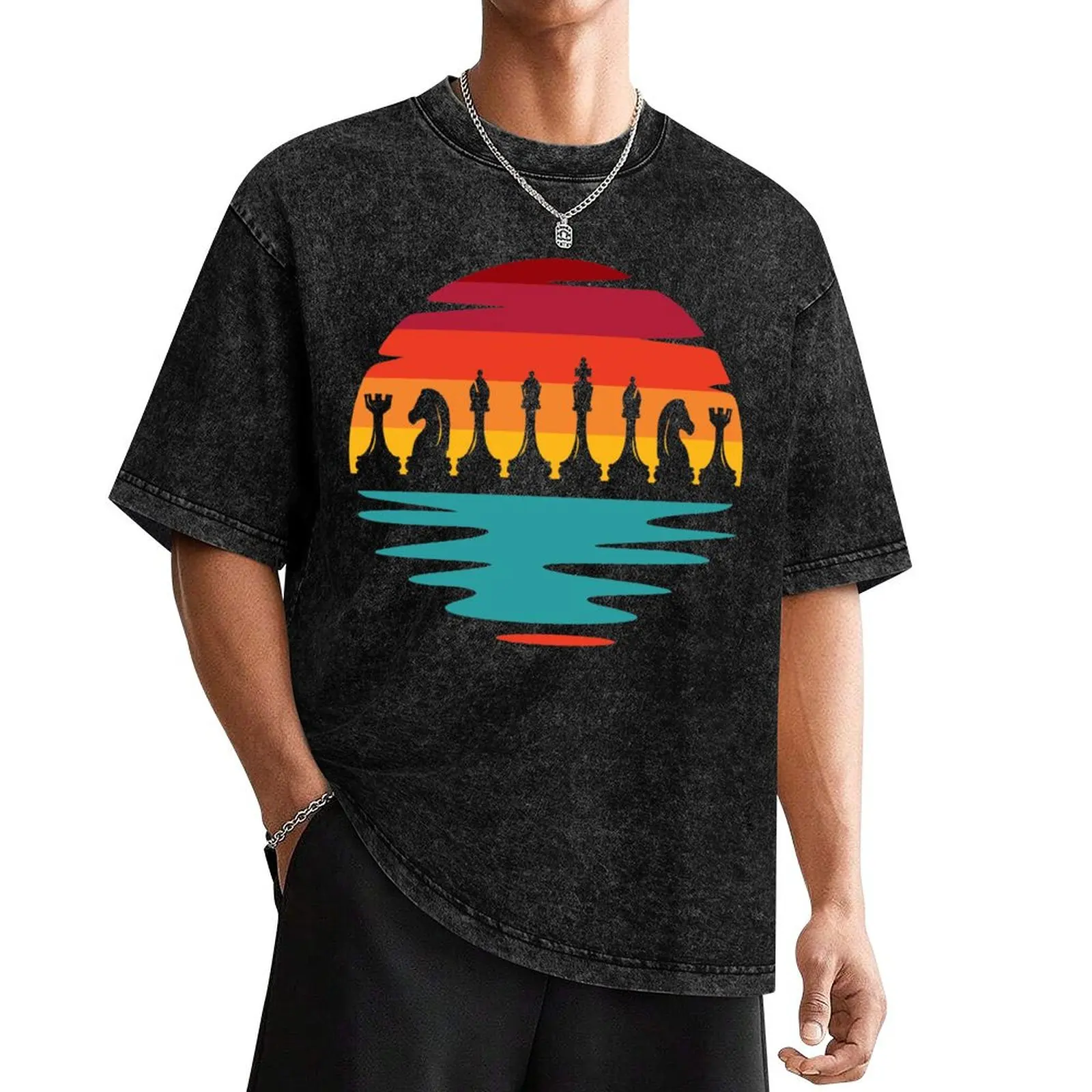 

Chess Sunset Beach Vintage Chess Board Game Lovers Gift T-Shirt new gifts and t-shirts mens t shirts casual stylish