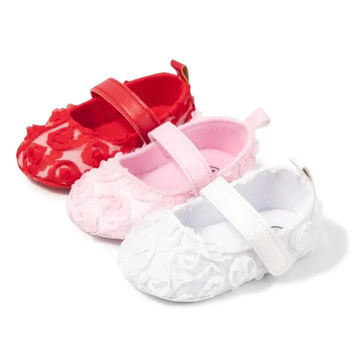 

Meckior Newborn Girl Shoes Lace Flower Baby Shoes Lightweight Infant First Walker Soft Sole Anti-slip Comfortable Crib Moccasins