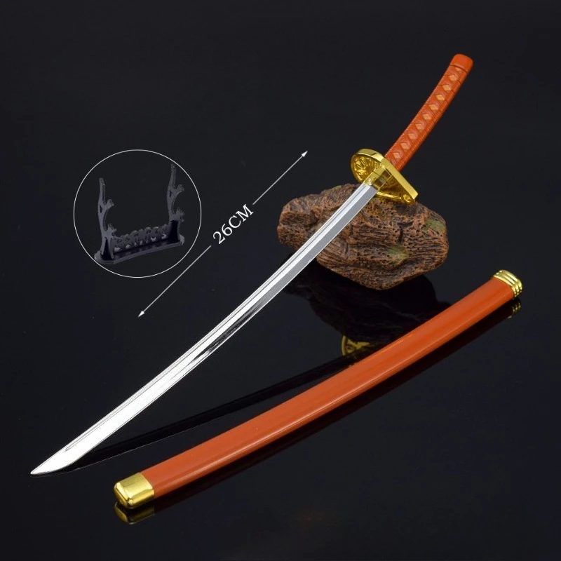 26cm/10.24in Bleachs Anime Peripheral Weapon Model Tousen Kaname Soul Slayer Blade Metalowy miecz zabawkowy dla chłopców Prezent urodzinowy Katana