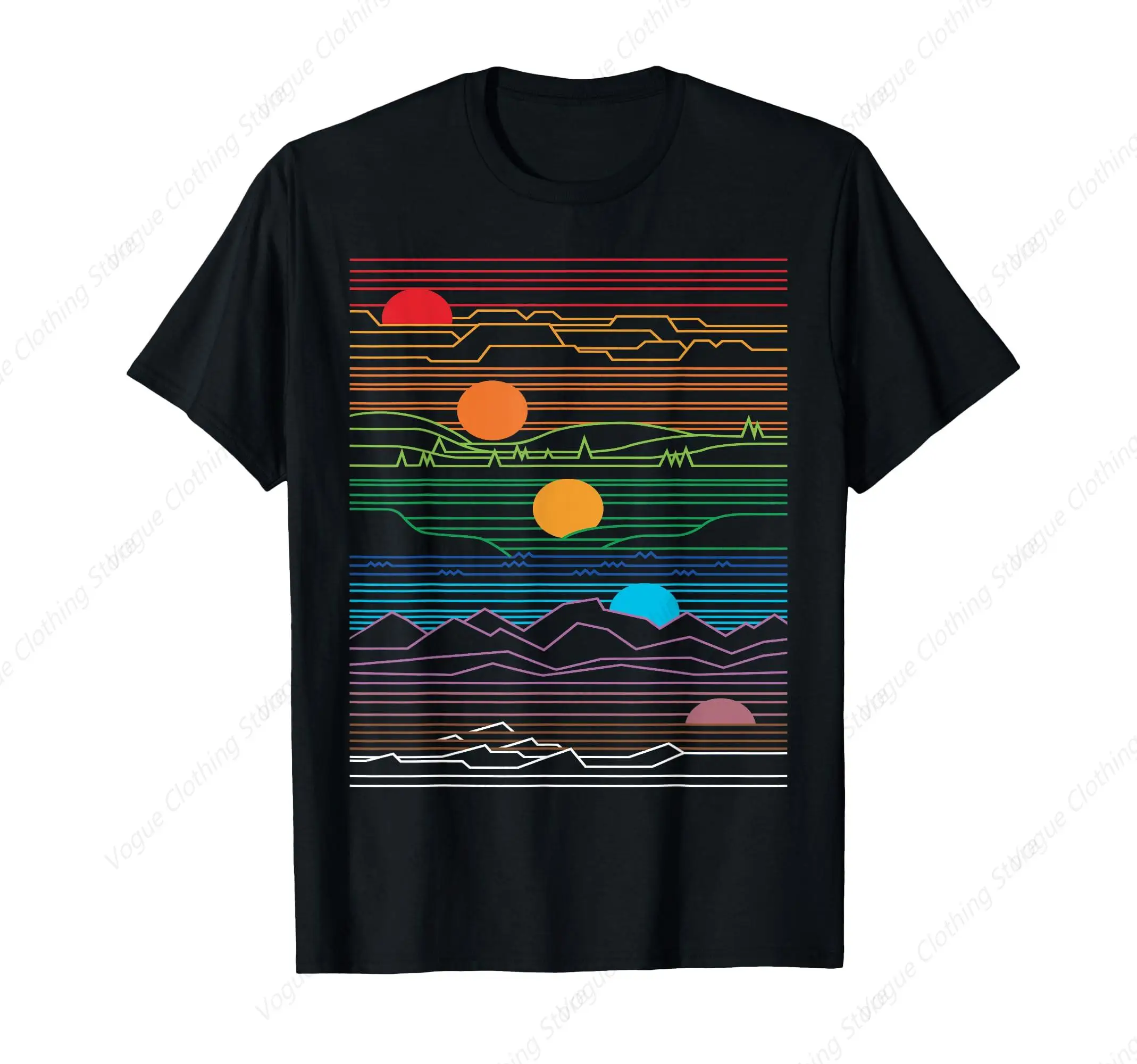 Edm Techno Sun Moon Design Dance Rave Music Festival T-Shirt Short Sleeves Cotton Clothing Outdoor Leisure Daily Tee