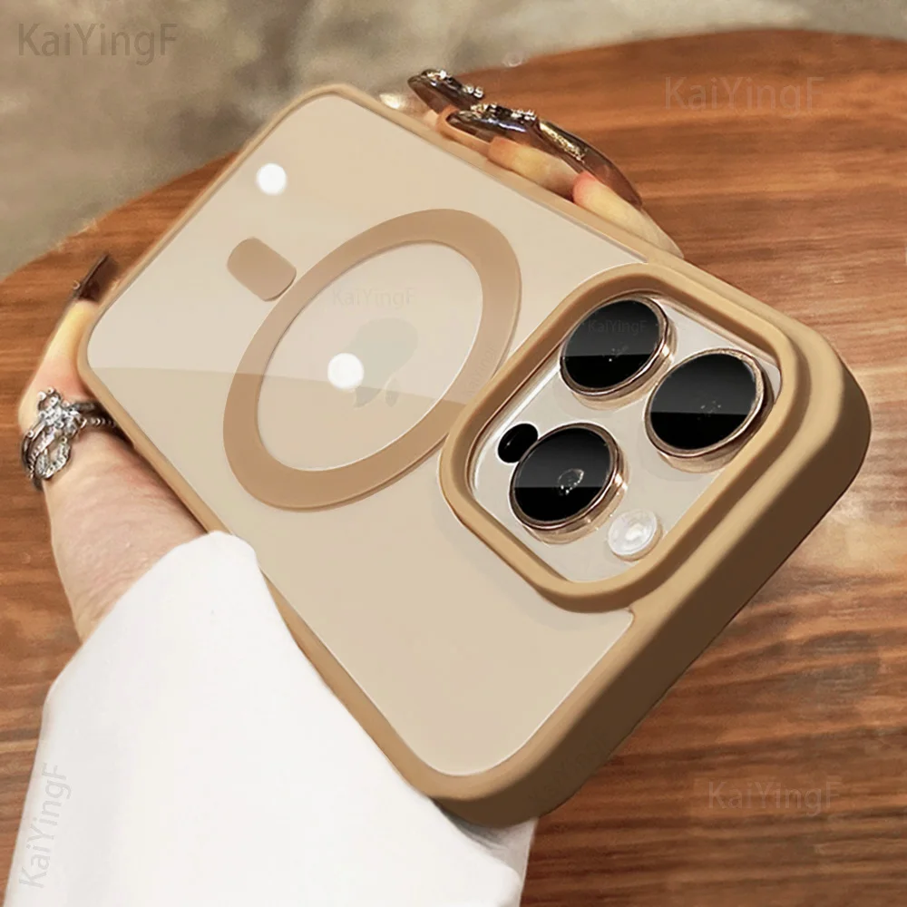 Luxury Transparent Case For iPhone 16 15 14 13 12 11 Pro XS Max XR Magnetic Wireless Charge For Magsafe Soft Bumper Clear Cover