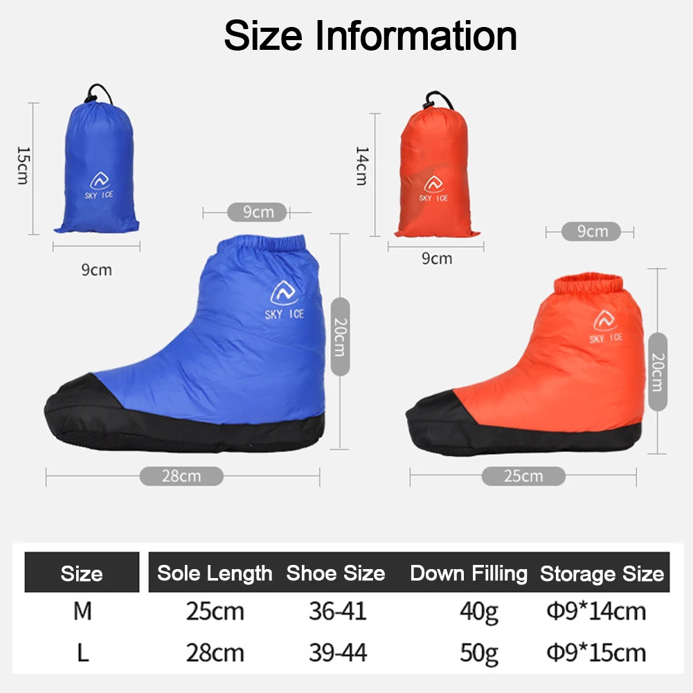 Ultralight Anti-Slip Winter Duck Down Booties Men Women Down Slippers Warm Socks Soft Cozy Water-Resistant Camping Sleeping