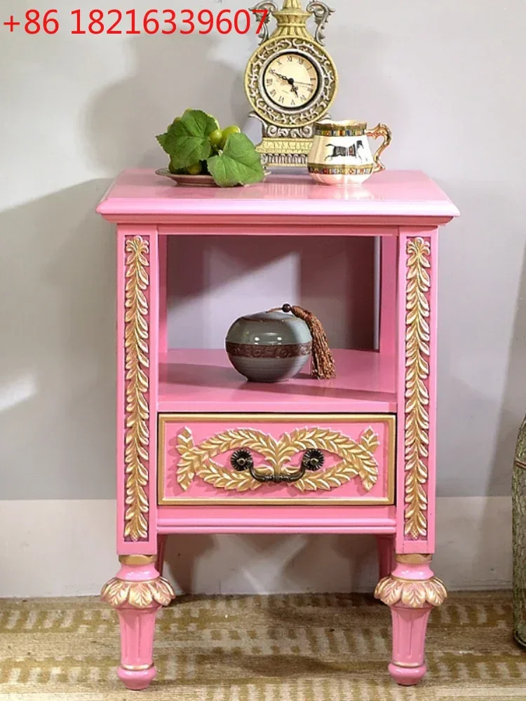 

Приставной столик TAO в американском стиле из массива дерева, розовый, для гостиной, придиванный столик, тумба для небольшой квартиры, мини-кофейный столик