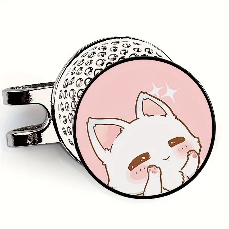 Cute cat fun and durable magnetic golf cap clip with detachable ball tag, perfect golf accessory for male or female golfers