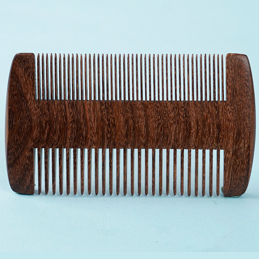 

1 portable natural anti-static massage wood beard comb, double-sided dense toothed fishbone beard comb