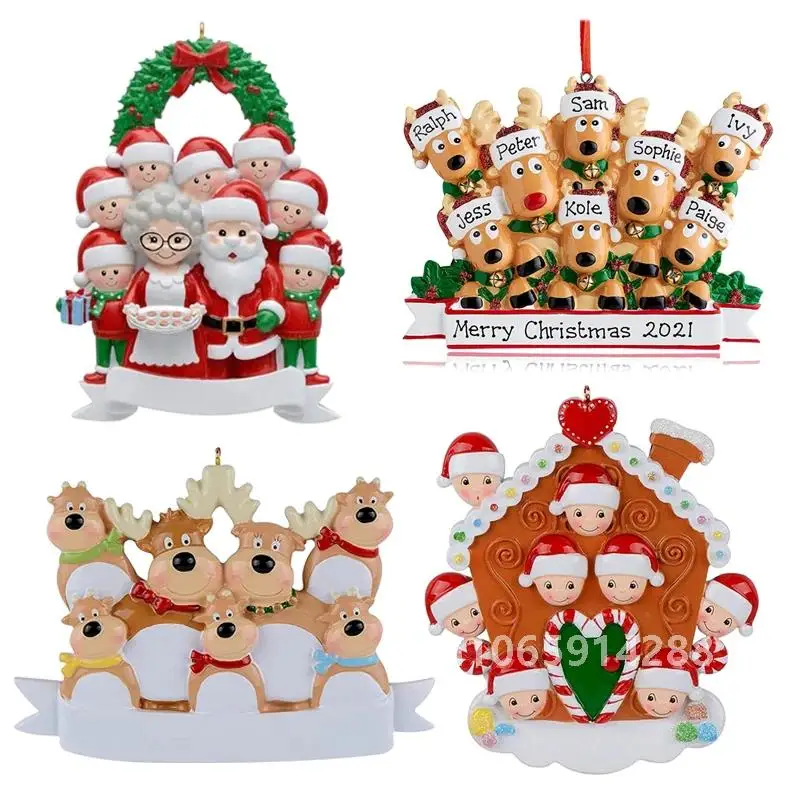 Christmas Ornaments Personalized Reindeer Family Decoration Pendant 2-8 Person Combination Cute Cartoon Children Gifts 2022