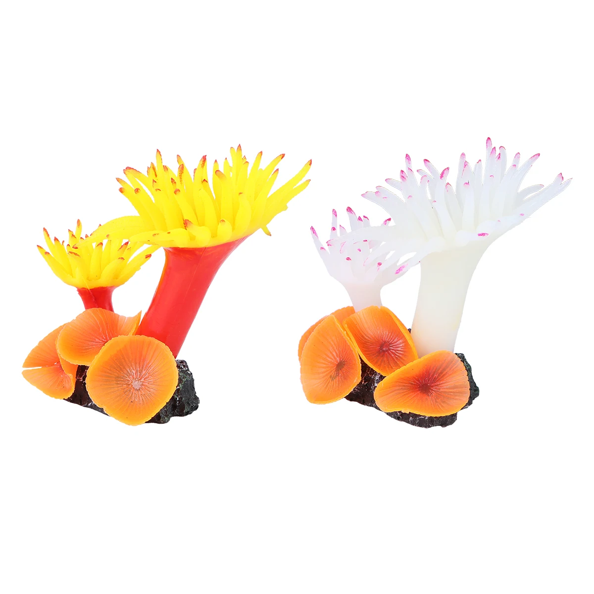 

2pcs Coral Anemone Aquarium Decorations Resin Craft Silicone Artificial Sea Landscape for Fish Tank Decor Unique Lifelike