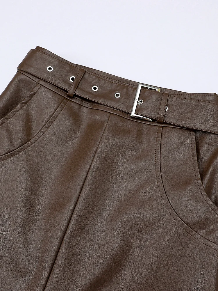 Women Pu Leather Black Skirt 2025 New Autumn Winter Lady High Waist Fashion Wrap Hip Skirt Elegant Office Lady  Skirt
