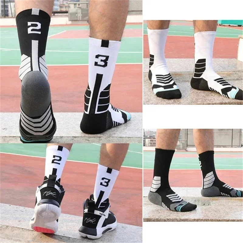 Calcetines de baloncesto Elite de alta calidad, calcetines de compresión para ciclismo para hombre con número, calcetines deportivos para exteriores con parte inferior de toalla para adultos, Unisex