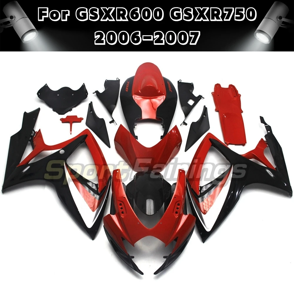 Red series ABS Injection Motorcycle Fairing Kit for Suzuki GSXR600 GSXR750 2006 2007 K6 K7 - Complete Body Kit