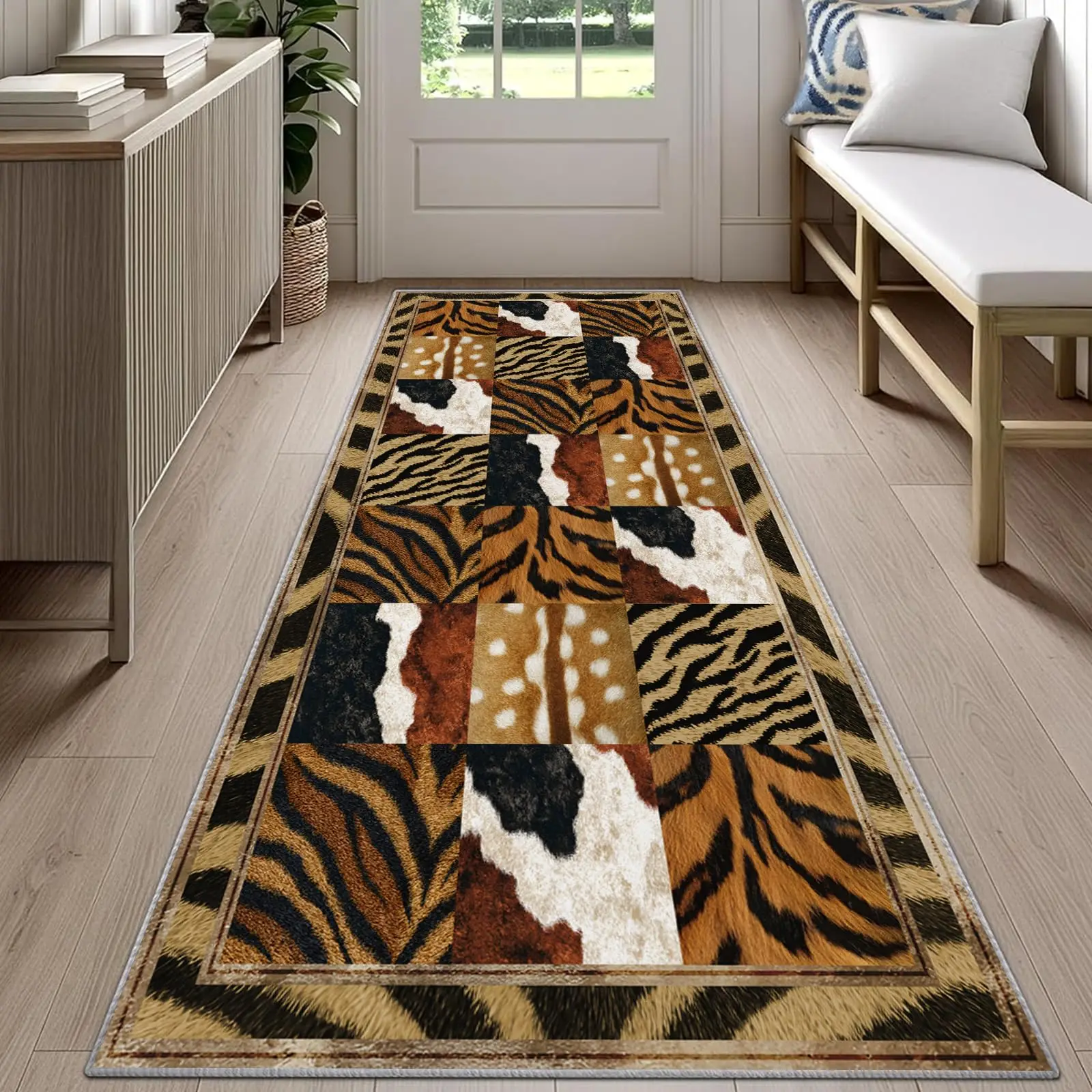 Zebra Print Runner Rug Black White Striped Pattern Carpet Non Slip Floor Mat For Hallway Kitchen Entryway Home