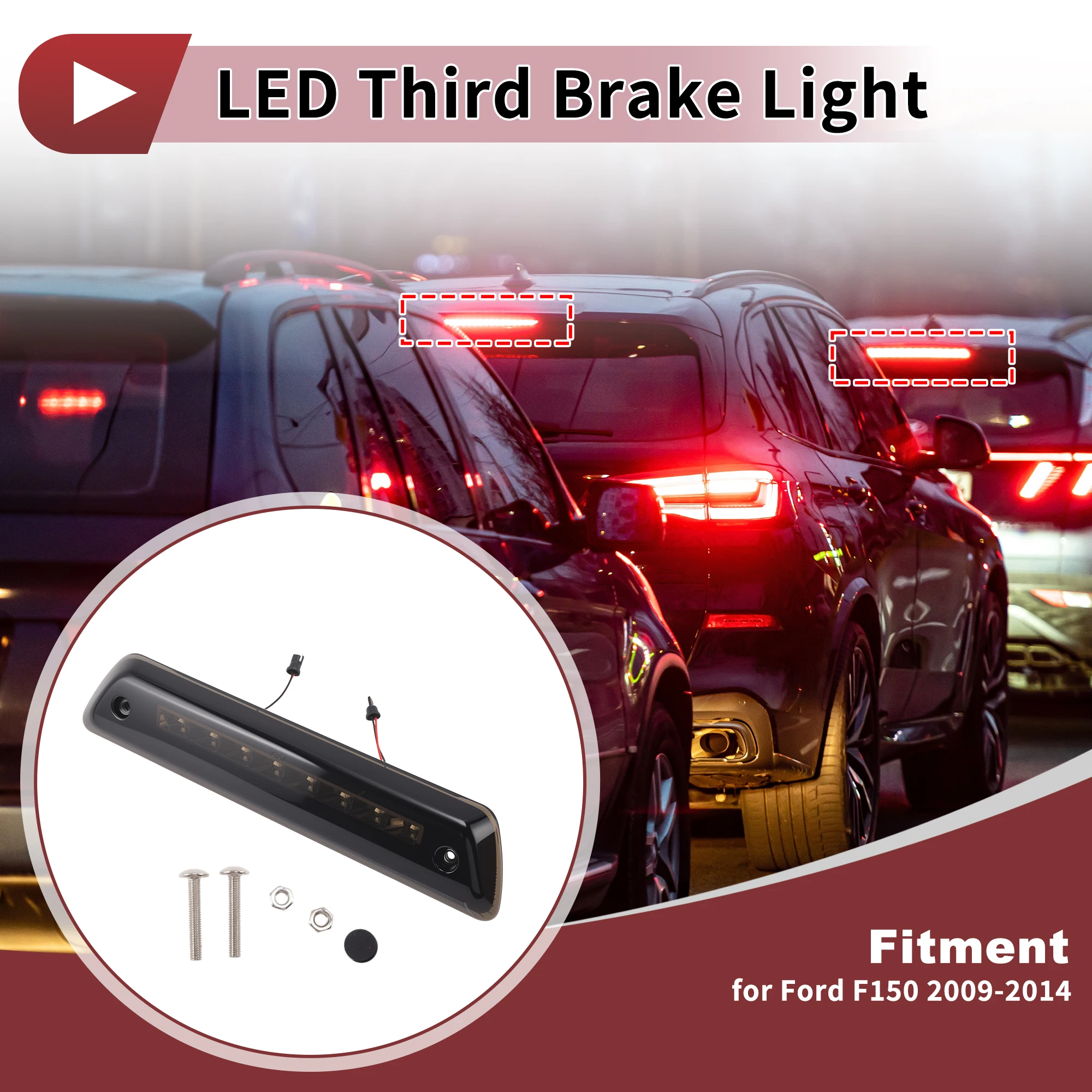 UXCELL High Mounted LED Third Brake Light for Ford F150 2009-2014 AL3Z13A613E