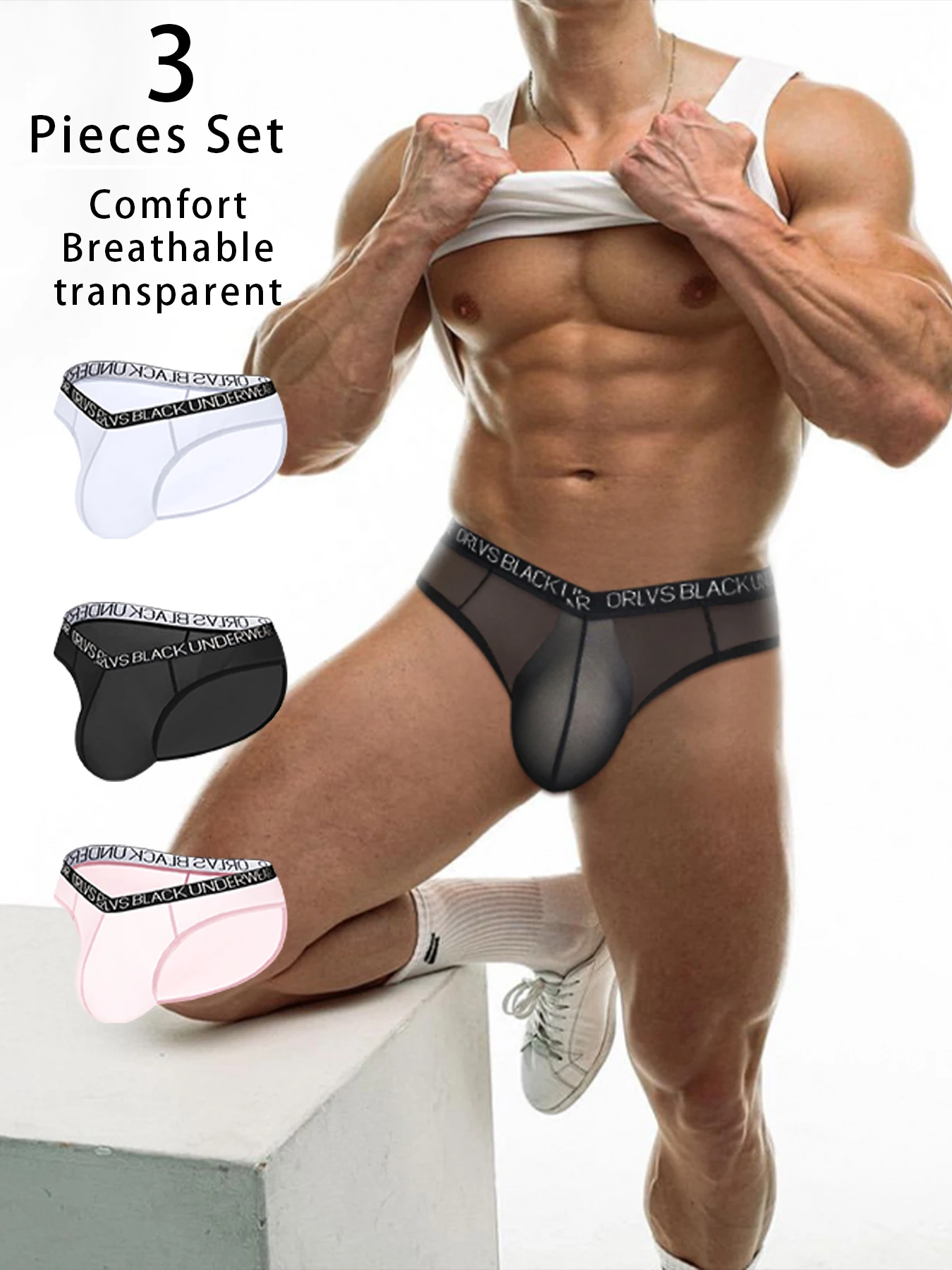 

Сексуальное прозрачное мужское мягкое нижнее белье, ультратонкие трусы для мужчин, спортивные дышащие U-образные выпуклые модные трусы