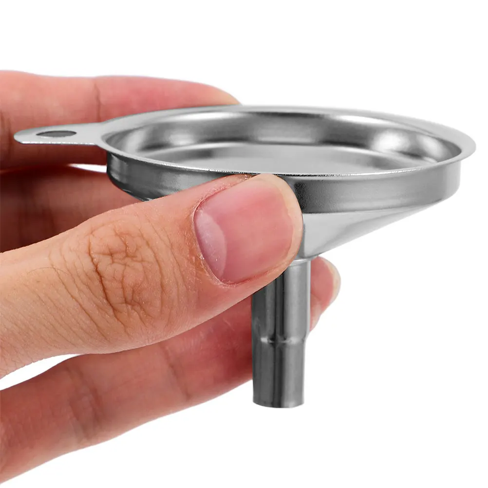 

2pcs Stainless Steel Small Funnel for Condiment Food Round Bottle Drinking Kitchen Oil Pour Tool Portable Easy Clean