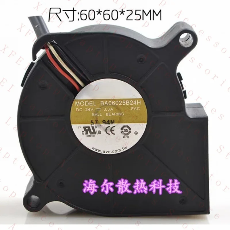 

Вентилятор-воздуходувка BA06025B24H DC24V 0.3A 6CM 6025, 3-проводной, 1 шт.