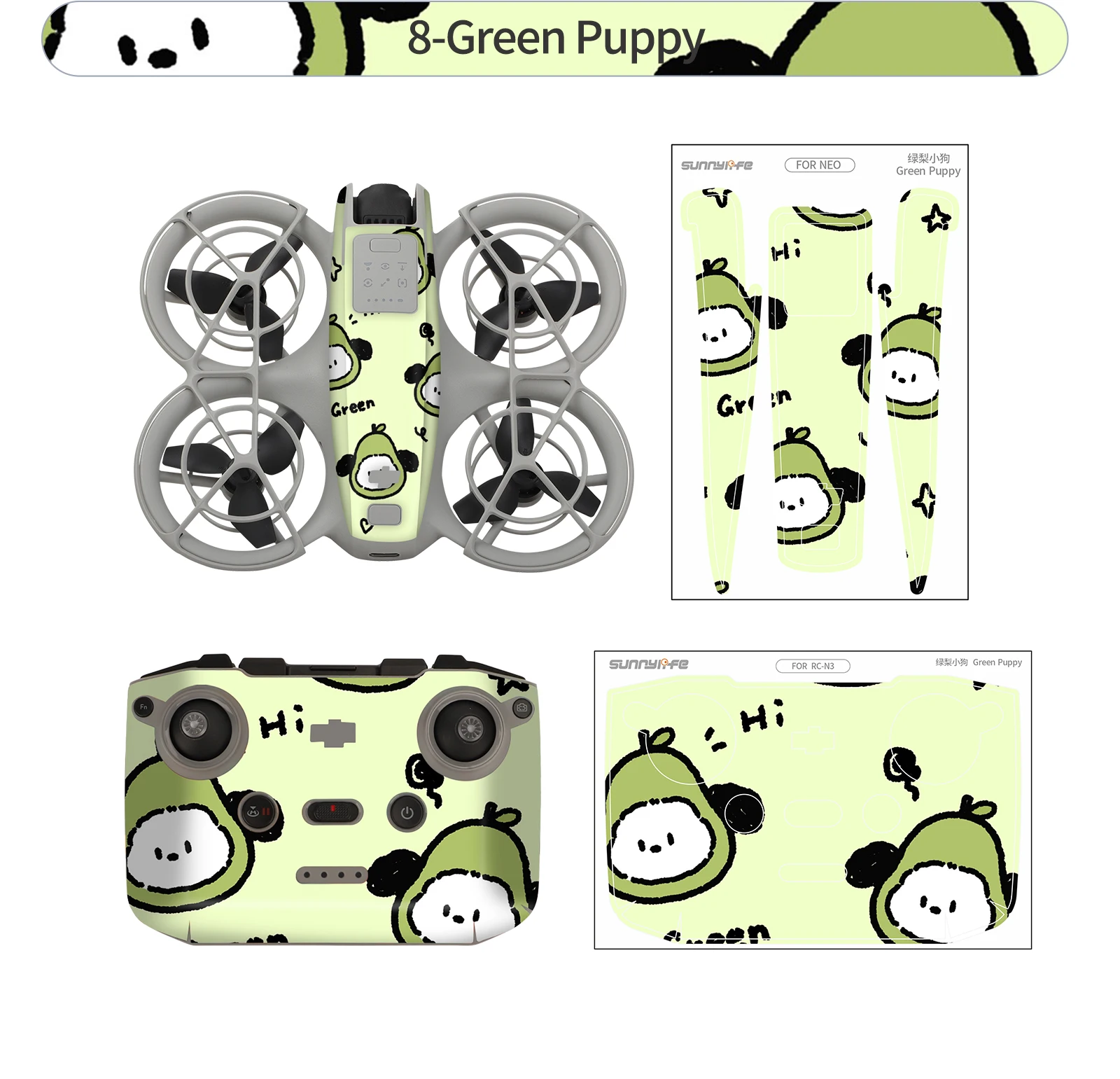 

2 шт. для солнечной жизни подходят для наклеек DJI NEO, ПВХ корпус, пульт дистанционного управления, красочные устойчивые к царапинам защитные пленки, детали