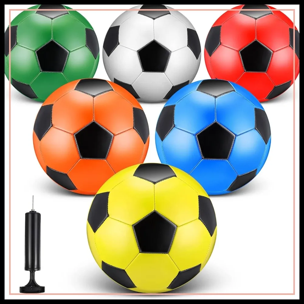 

6 Pack Soccer Balls with Pump, Size 5/4/3, Indoor Outdoor Practice Match Training Equipment for Youth Adults