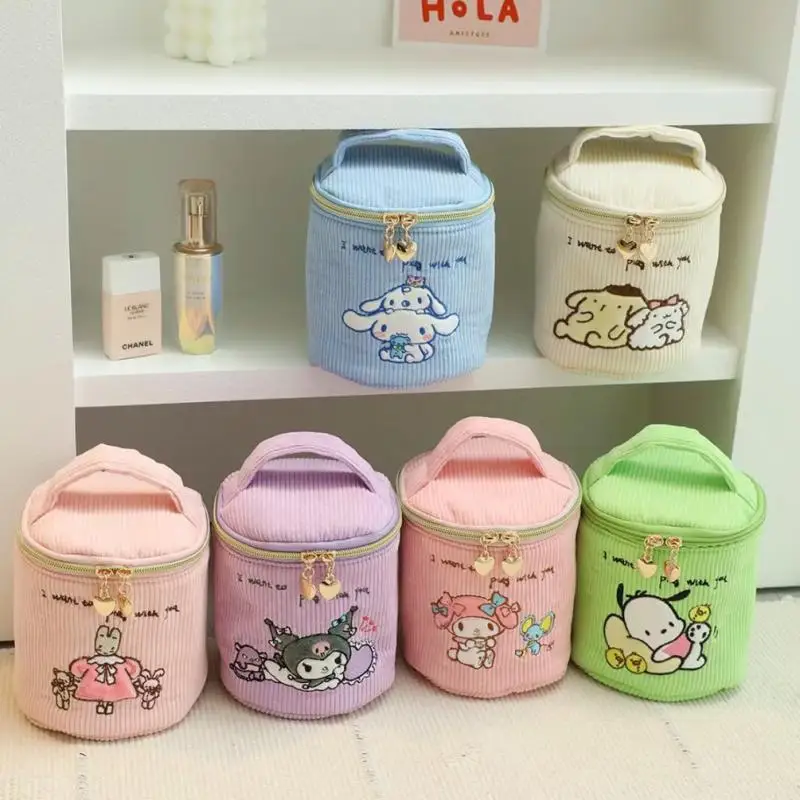 Cartoon Girl Cute Sanrio Pochacco Handbag Large Capacity Makeup Bag Portable Water Bucket Bag Pencil Case Storage Bag Gift