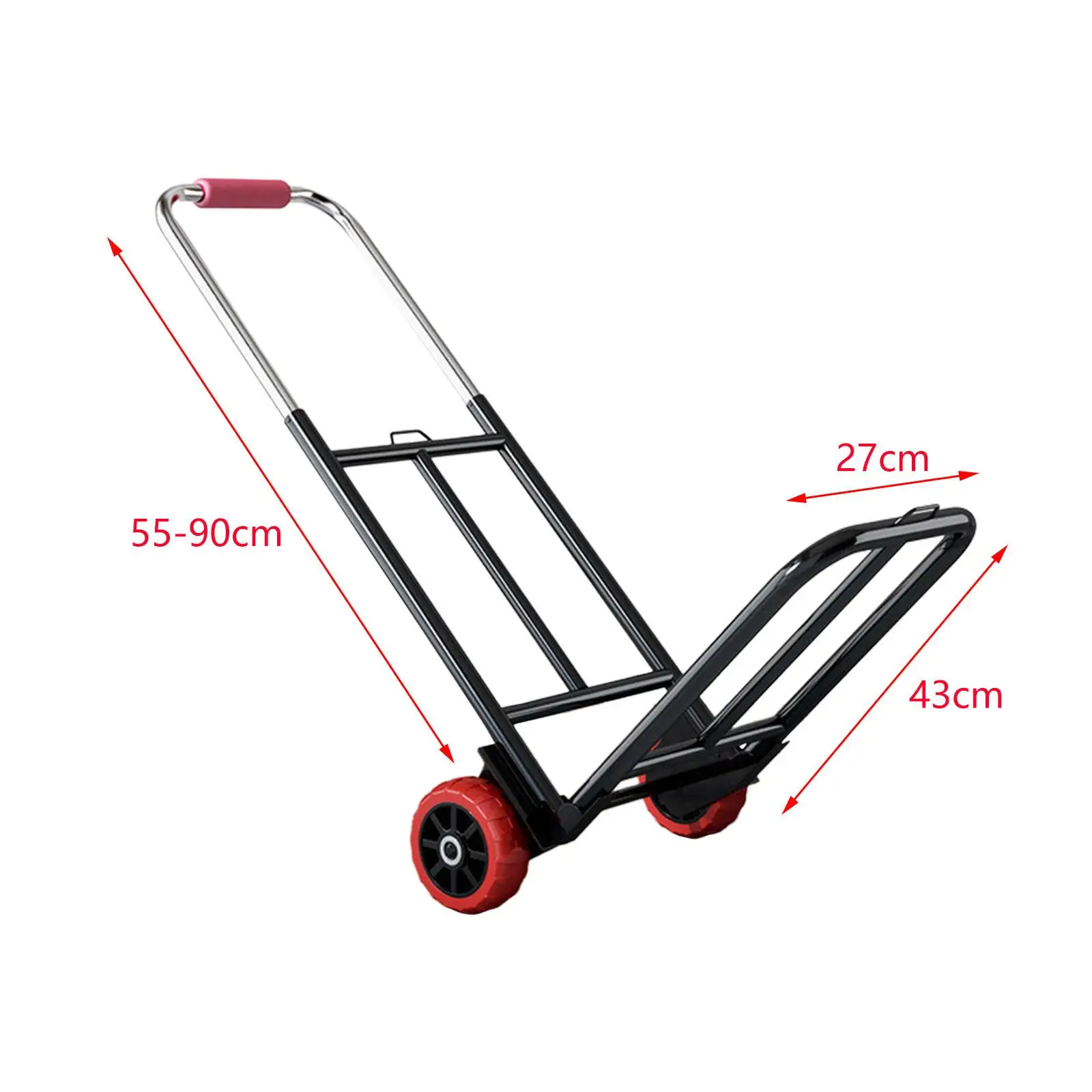 Luggage Trolley Cart Multi Purpose with 3 Elastic Ropes Adjustable Folding Hand Truck 70kg for Outdoor Travel Grocery Moving