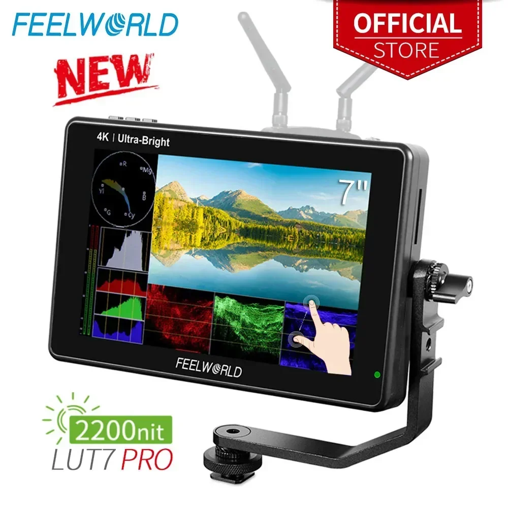 

FEELWORLD LUT7 PRO 7 Inch 2200nits 3DLUT Touch Screen DSLR Camera Field Director AC Monitor with F970 External Power