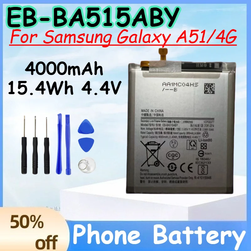 

EB-BA515ABY 4000mAh 15.4Wh 4.4V Replacement Battery for Samsung Galaxy A51/4G Mobile Phone Batteries+Free Tools