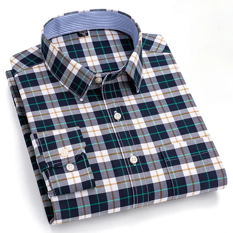 

New in shirt plus size 7XL long-sleeve shirts for men 100%cotton oxford slim fit formal plain shirt fashion korean plaid clothes