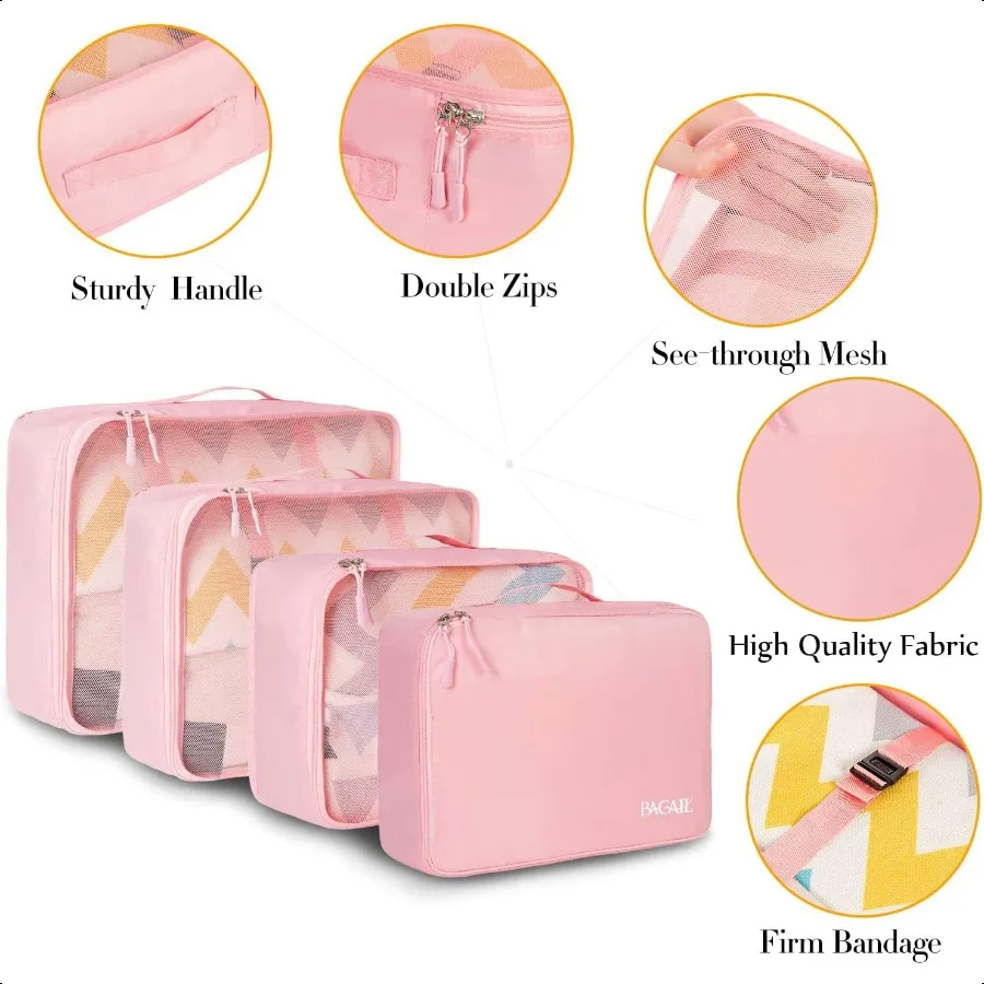 8 Set Packing Cubes Lage Packing Organizers for Travel Accories Blush Pink