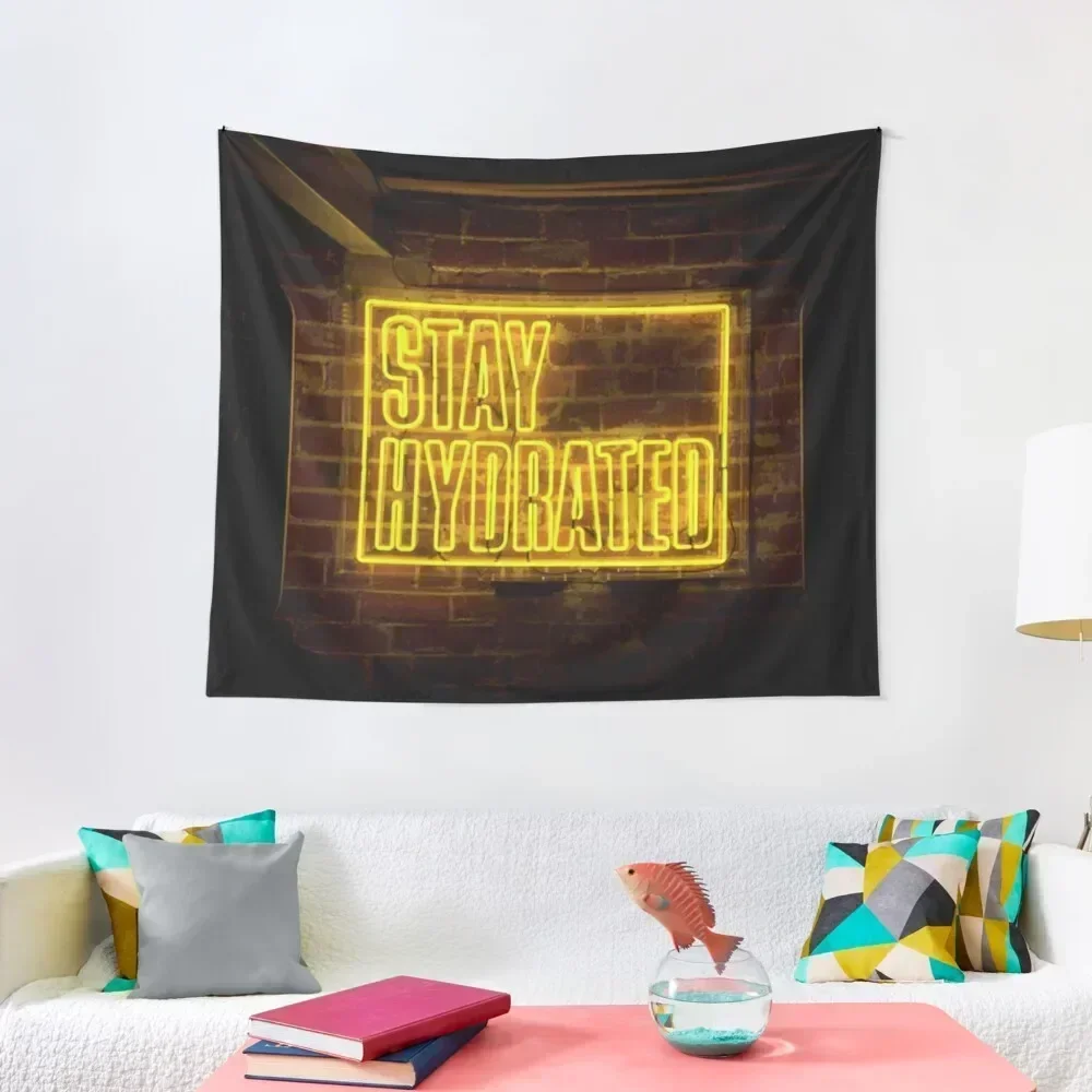 

Stay Hydrated Neon Yellow Sign Tapestry Room Decore Aesthetic Room Decor Tapestry