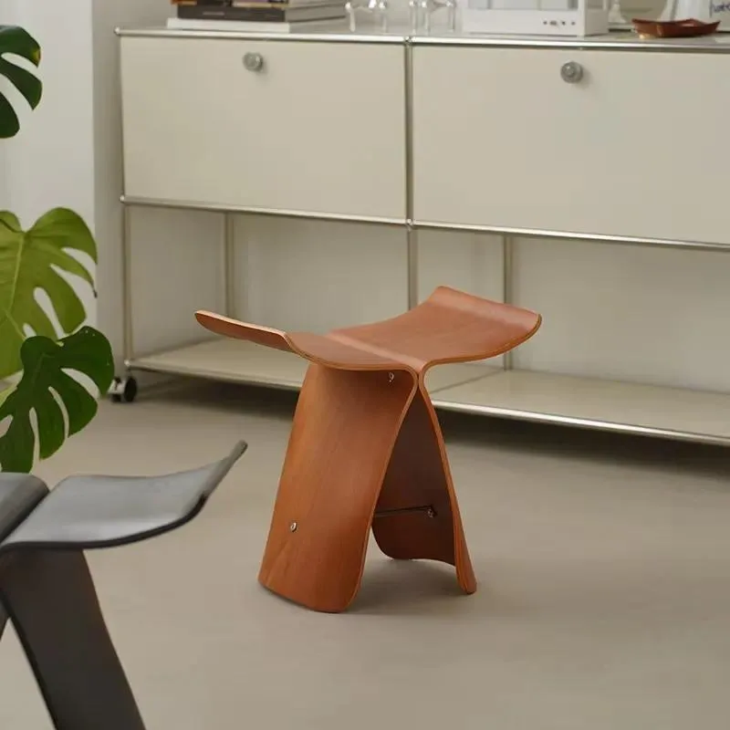 Nordic Creative Butterfly Solid Wood Low Stool Long Bench Shoe Changing Stool Multi Purpose Living Room Bedroom Furniture