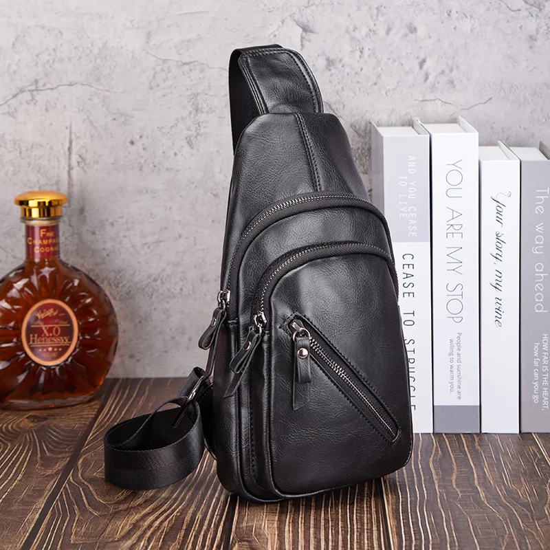 New Trend PU Leather Men's Chest Bag Outdoor Causal Sling Shoulder Crossbody Bag Travel Daypack Male Bagpack Fanny Pack 체스트백