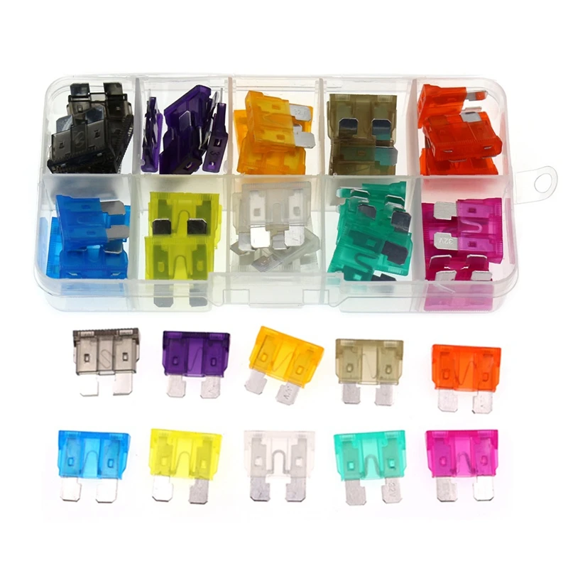 

Car Blade Standard Fuses Set 2A 3A 5A 7.5A 10A 15A 20A 25A 30A 35A AMP Automotive-Blade-Fuse Assorted Set,