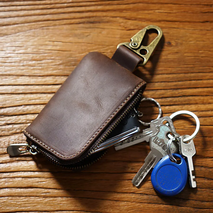 Genuine Leather Key Storage Bag Bluetooth Earphone Keychain  Automotive Smart Key Protective Case Housekeeper Keys Coin Purse