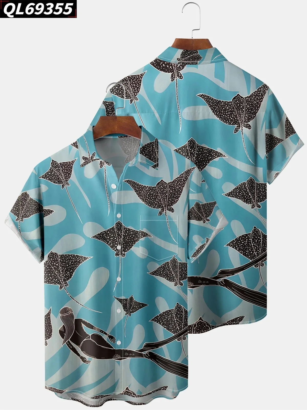 Camicie da appassionato di pesca magliette estive a maniche corte camicia hawaiana di alta qualità uomo Ocean Fish Print Casual Beach Ropa Hombre