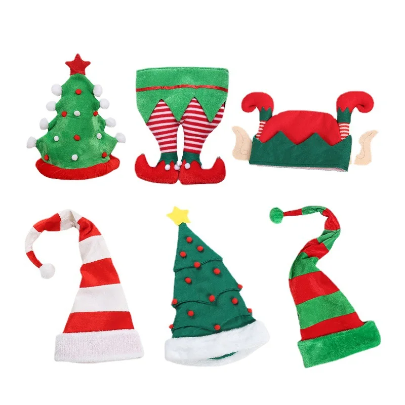 1Pcs Christmas Hats Funny Party Caps Long Striped Felt Plush Elf Hat Holiday Theme Hat Christmas Party Spoof Head Decorations