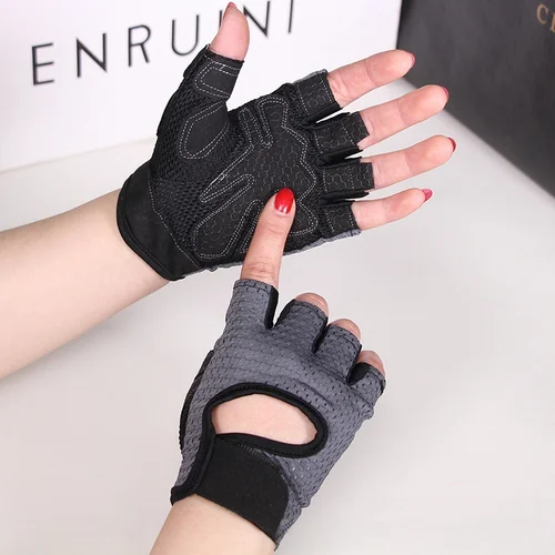 Imagen 2 del producto Guantes sin dedos para ciclismo, gimnasio profesional, Fitness, transpirables, antideslizantes, medio dedo, verano, pesca, bicicleta femenina