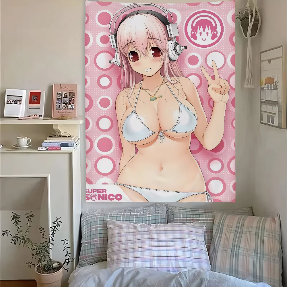

Anime Game-Super S-Sonico Tapestry Bedroom Living Home Decor Bar Outdoor Festival Wall Hanging Decoration Background Art Banner