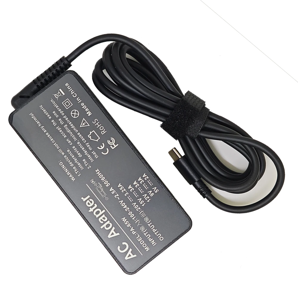 65W 20V 3.25A USB Type-C AC Laptop Power Adapter Charger For Lenovo Thinkpad X1 Carbon Yoga X270 X280 T580 P51 P52s E480 E470