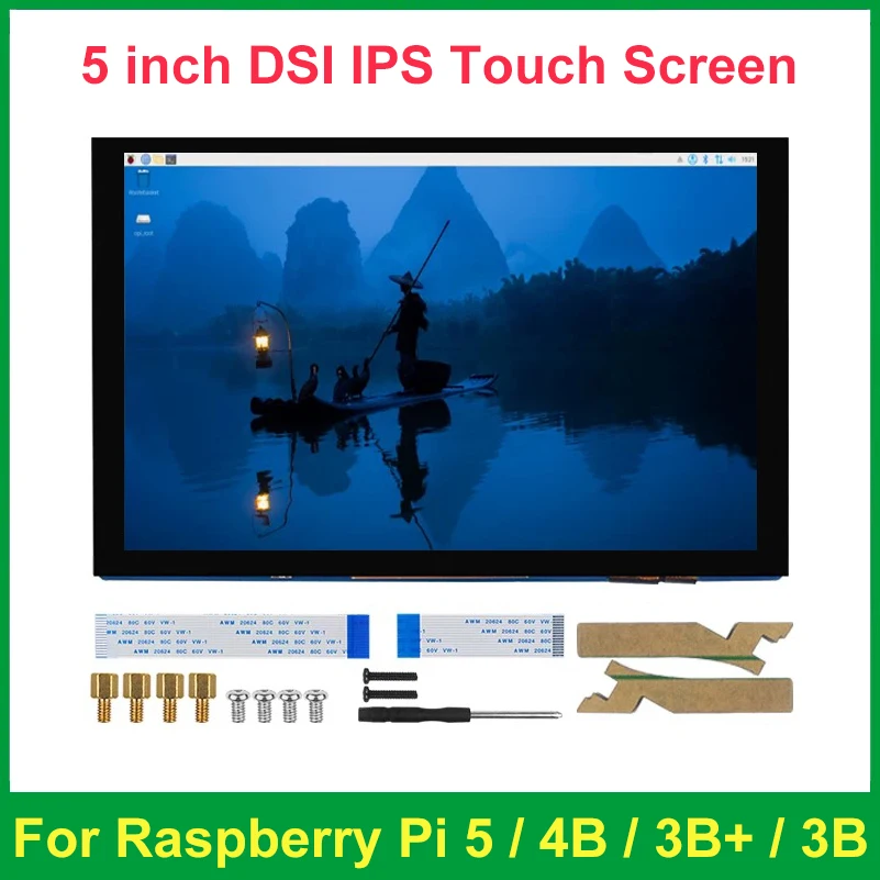 5 Inch DSI Display for Raspberry Pi 5 800x480 LCD IPS Capacitive Touch Screen With Holder for Raspberry Pi 4 3 4B 3B 3B+