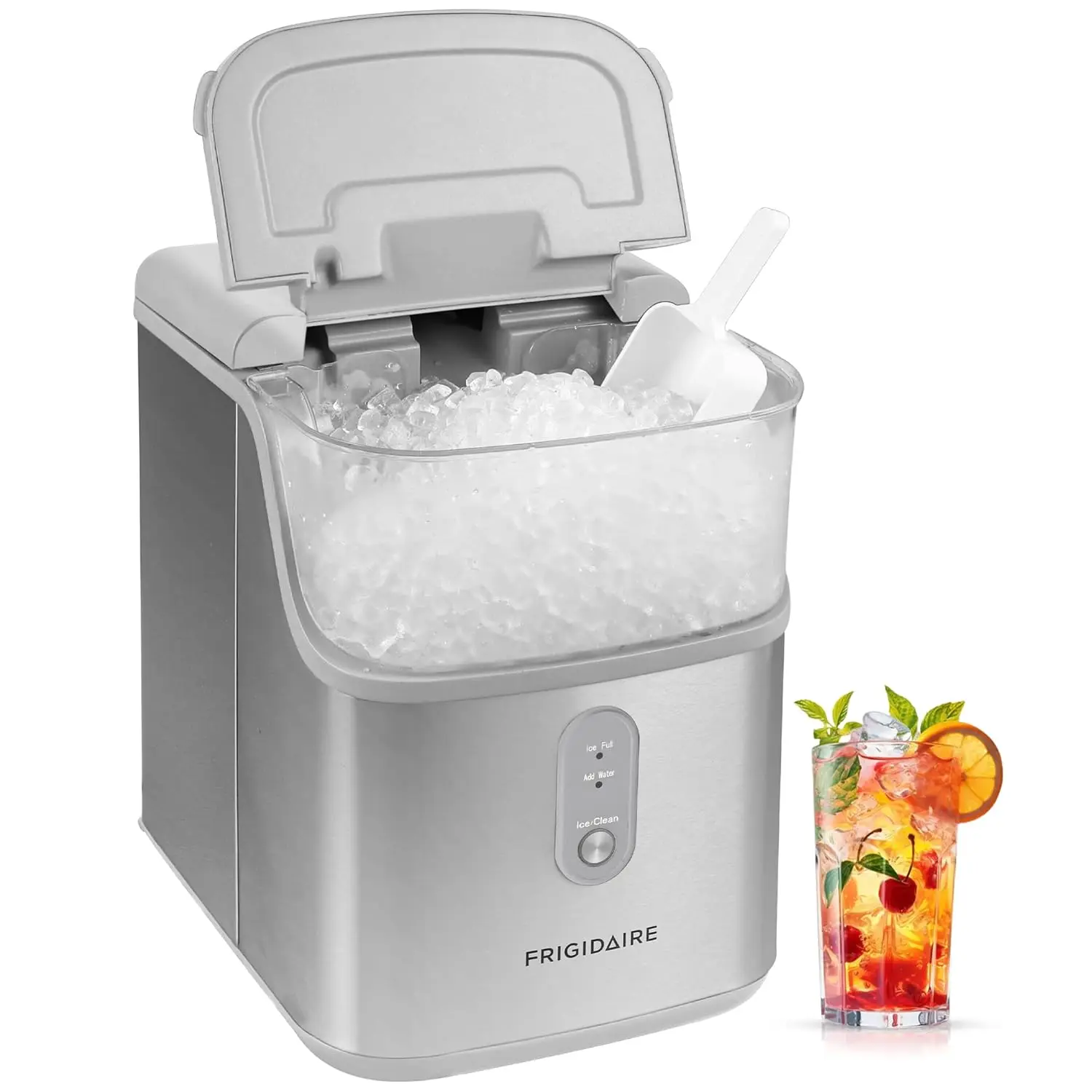 

NEW Countertop Crunchy Chewable Nugget Ice Maker, Compact, 33lbs per Day, Metallic Finish