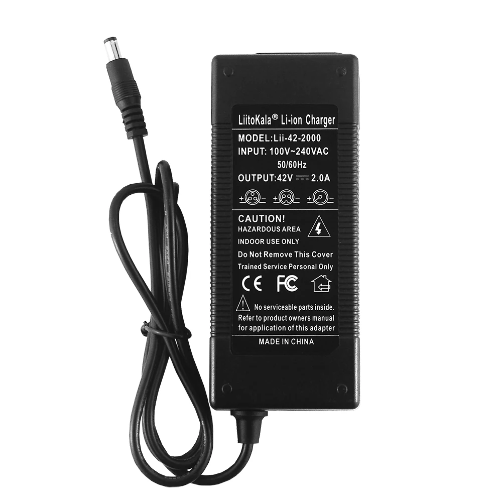 LiitoKala 10S 36V 2A 18650 charger Output 42V 2A Charger Input Lithium Li-ion Li-poly Charger For 10Series 36V Electric Bike