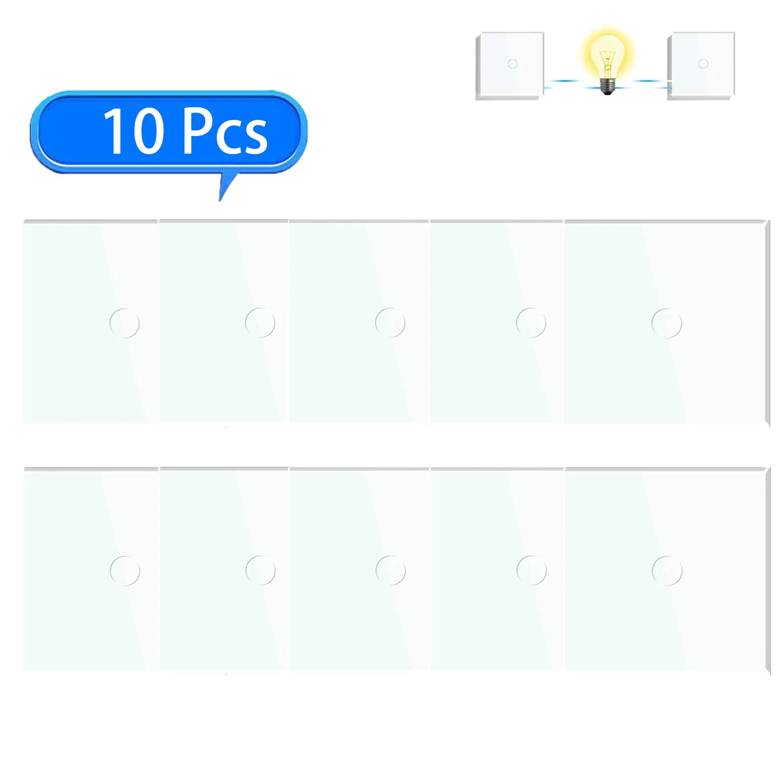 BSEED 1-fach 2/3-Wege Touch-Schalter Wandlichtschalter Weiß Kristallklar Wasserdicht LED-Sensor-Schalter Schwachblau Hintergrundbeleuchtung Einphasig Treppenlichtschalter